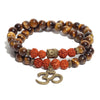 TCC™ Natural Rudraksha & Tiger Eye Om Buddha Bracelet